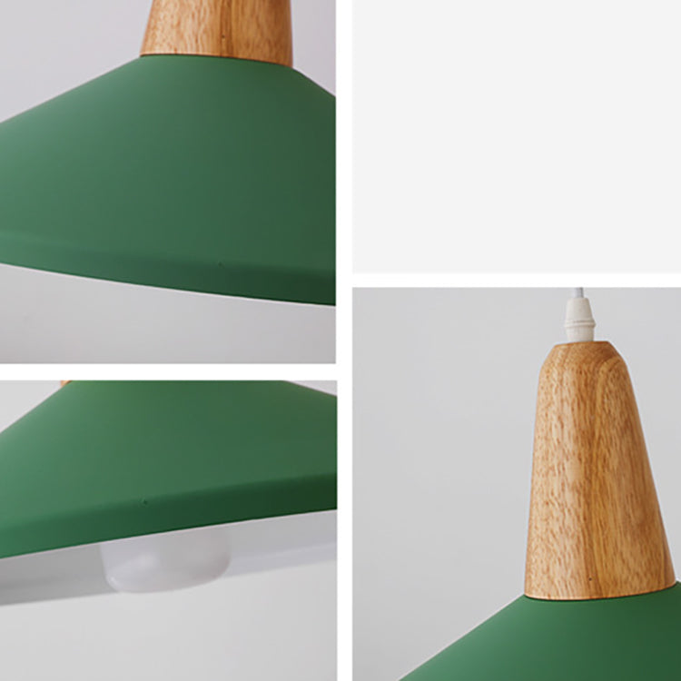 Modern Minimalist Macaron Color Aluminum Solid Wood 1-Light Pendant Light