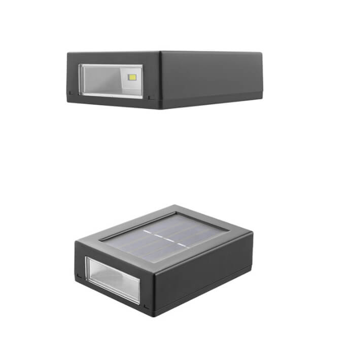 Solar Square Up and Down Lighted LED Outdoor Waterproof Garden Wall Sconce Lamp