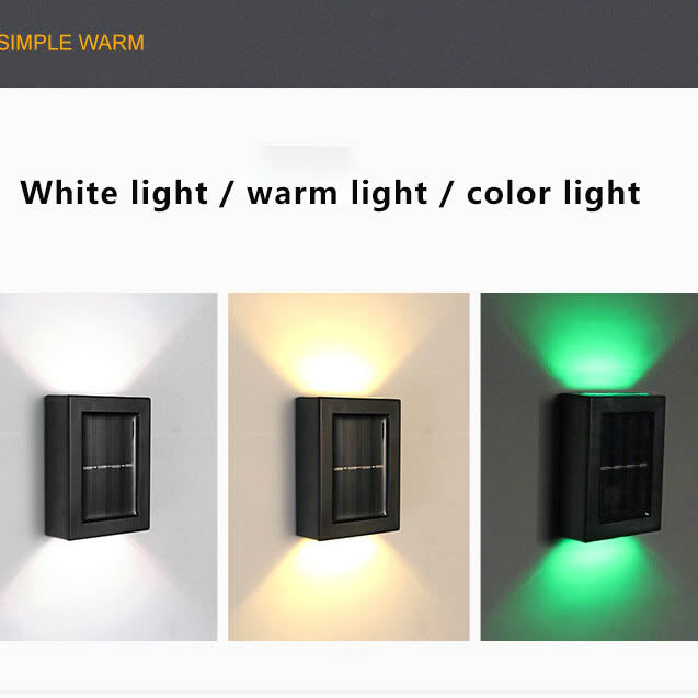 Solar Square Up and Down Lighted LED Outdoor Waterproof Garden Wall Sconce Lamp