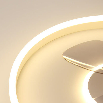 Contemporary Nordic Round Iron Silicone Aluminum Invisible LED Flush Mount Ceiling Fan Light For Living Room & Bedroom