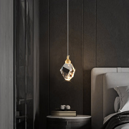 Modern Luxury Sparkling Crystal Stone Iron LED Pendant Light For Living Room