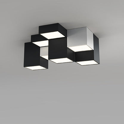 Modern Minimalist Cube Iron Acrylic LED Flush Mount Ceiling Light For Living Room