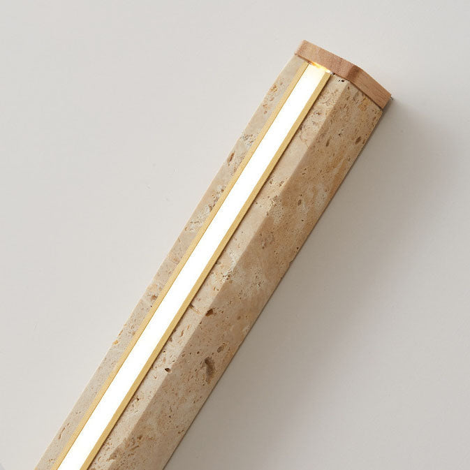 Japanese Wabi-Sabi Yellow Travertine Long Strip LED Wall Sconce Lamp