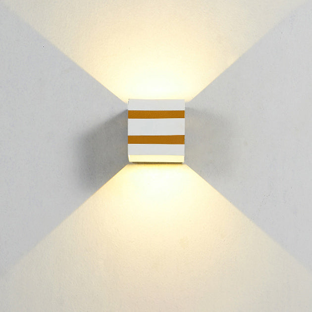 Modern Minimalist Square Cube Aluminum Waterproof LED Wall Sconce Lamp For Outdoor