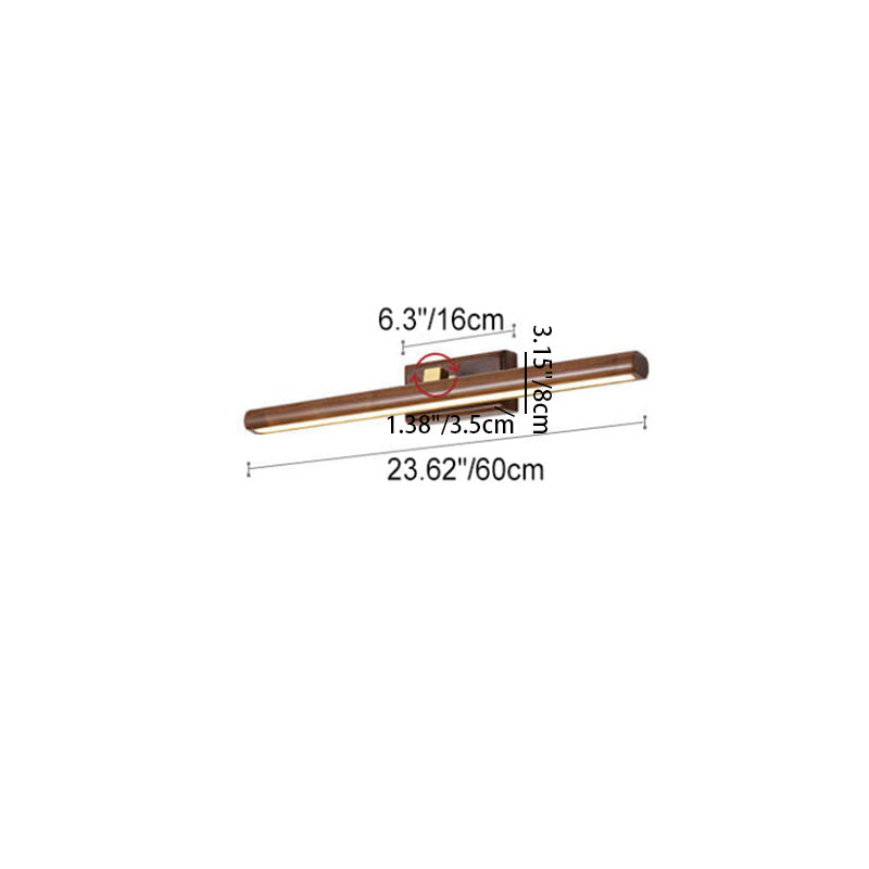 Nordic Minimalist Beechwood Copper Cylinder LED Bathroom Vanity Mirror Front Wall Sconce Lamp For Living Room & Bathroom
