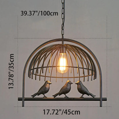 Vintage Creative Iron Birdcage 1-Light Pendant Light