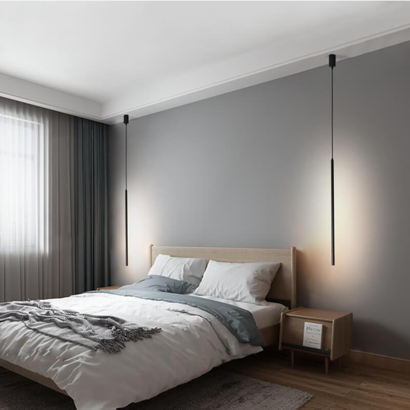 Modern Minimalist Line Iron Acrylic Long Line LED Pendant Light For Bedroom