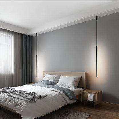 Modern Minimalist Line Iron Acrylic Long Line LED Pendant Light For Bedroom