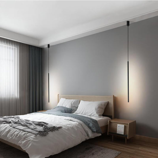 Modern Minimalist Line Iron Acrylic Long Line LED Pendant Light For Bedroom