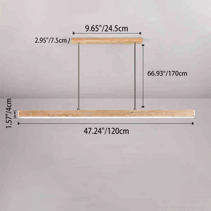Traditional Vintage Travertine Straight Line Iron LED Island Light Pendant Light For Living Room