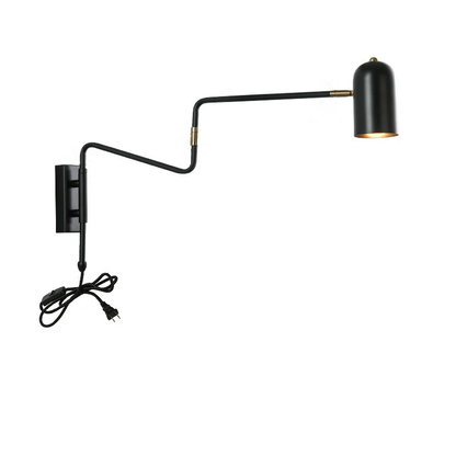 Contemporary Nordic Iron Cylinder Long Pole Swing Arm Wall Sconce Lamp for Bedroom
