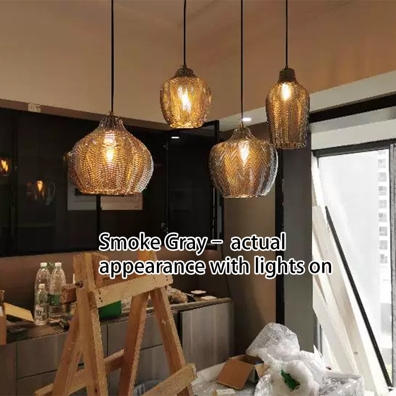 Nordic Textured Wavy Glass 1-Light Barrel Pendant Light