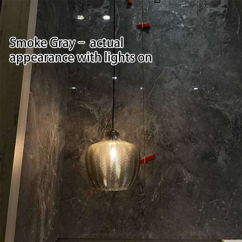 Nordic Textured Wavy Glass 1-Light Barrel Pendant Light