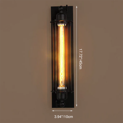 Contemporary Industrial Iron Rectangle Pencil-shaped 1-Light Wall Sconce Lamp For Living Room