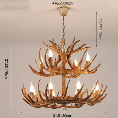 Modern Art Deco Antler Shaped Iron PVC 4/6/8/9/12 Light Chandelier For Dining Room