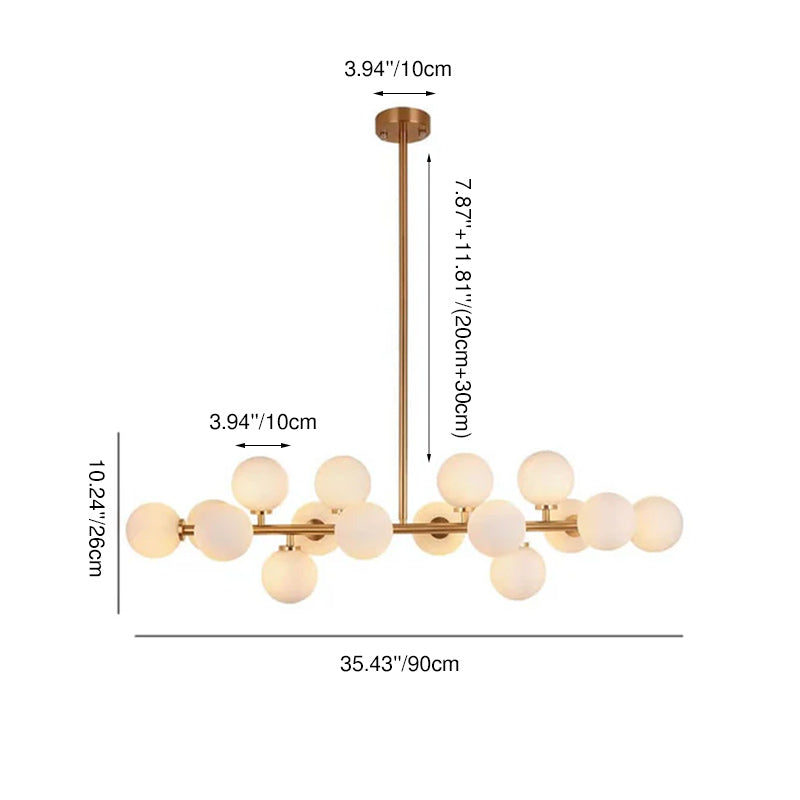 Modern Luxury Magic Bean Iron Glass Ball 16-Light Island Light Chandelier For Dining Room