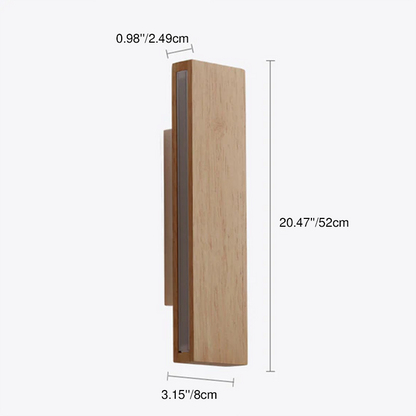 Contemporary Nordic Log Rectangular Flat Rotatable Solid Wood Acrylic LED Wall Sconce Lamp