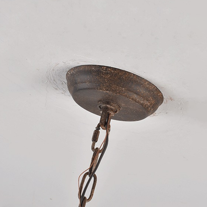 Contemporary Industrial Wrought Iron Hardware Half Round Aged 1-Light Pendant Light For Living Room