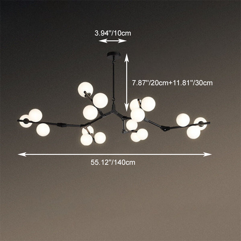 Modern Minimalist Magic Bean Branch Glass Hardware 12/18/24 Light Chandelier For Living Room & Bedroom
