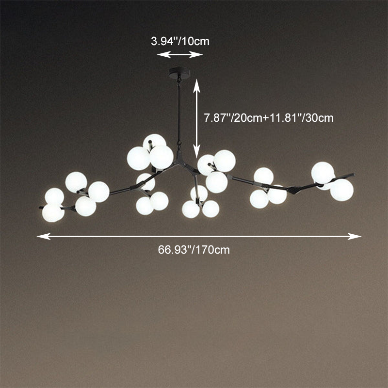 Modern Minimalist Magic Bean Branch Glass Hardware 12/18/24 Light Chandelier For Living Room & Bedroom