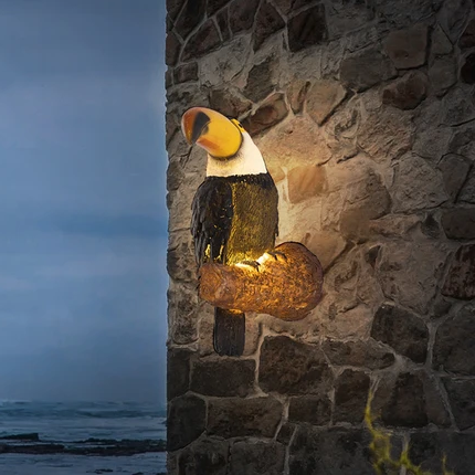 Contemporary Creative Resin Imitation Animal Toucan Owl Waterproof LED Wall Sconce Lamp For Outdoor Patio