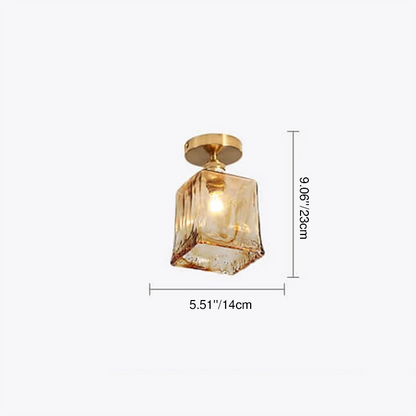 Modern Minimalist Glass Copper Amber Multi-Style 1-Light Flush Mount Light For Living Room & Bedroom