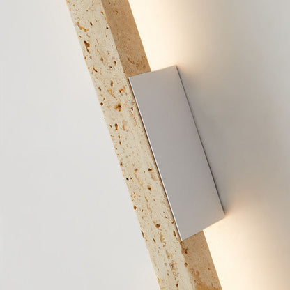 Japanese Wabi-Sabi Yellow Travertine Long Strip LED Wall Sconce Lamp