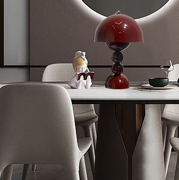 Contemporary Nordic Metal Mushroom Round Pod 1-Light Table Lamp for Bedroom