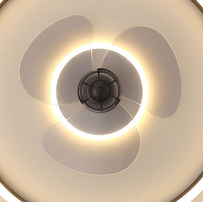Contemporary Nordic Round Iron Silicone Aluminum Invisible LED Flush Mount Ceiling Fan Light For Living Room & Bedroom