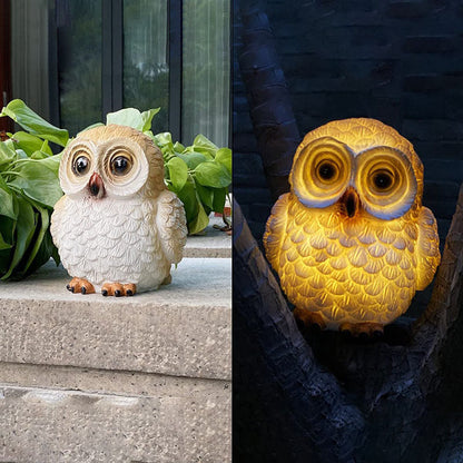 Solar Modern Creative Resin Owl Decoration LED Outdoor Landscape Light