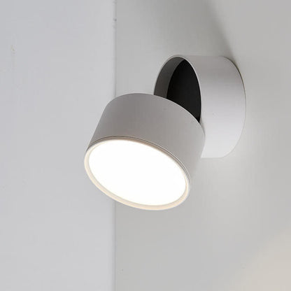 Modern Minimalist Round Aluminium Rotatable Folding LED Wall Sconce Lamp For Living Room & Bedroom