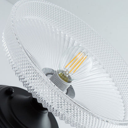 Contemporary Nordic Iron Glass Floral Round Geometry 1-Light Semi-Flush Mount Ceiling Light For Living Room & Bedroom