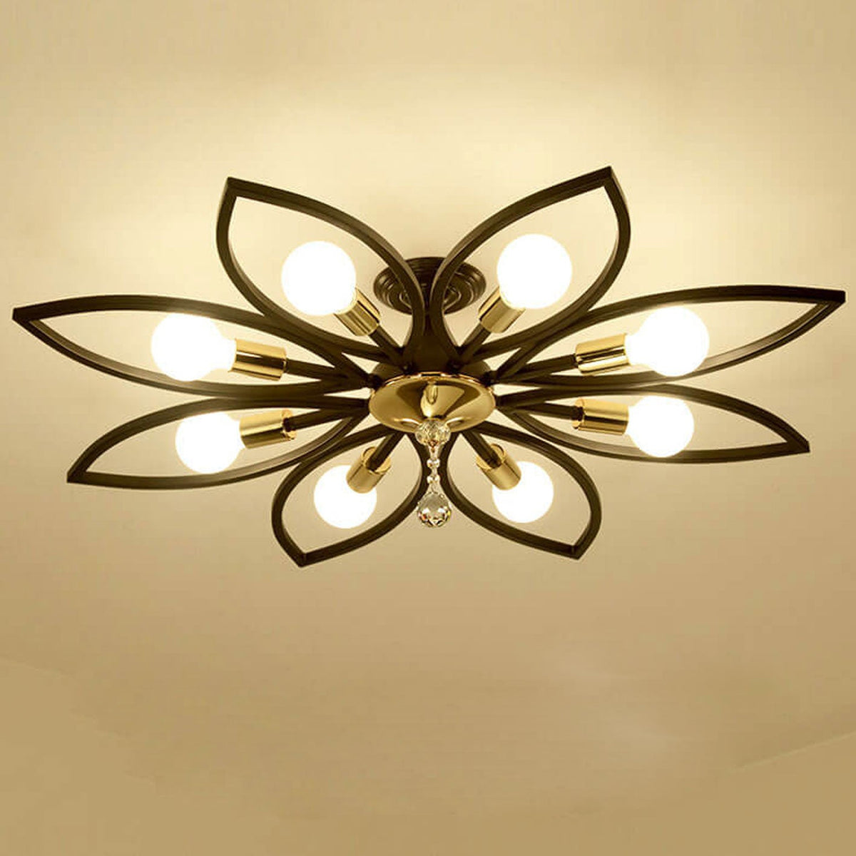 Nordic Light Luxury Wrought Iron Crystal 6/8-Light Flush Mount Ceiling Light