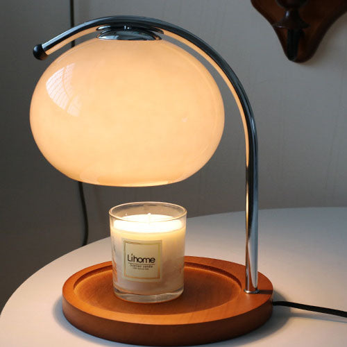Contemporary Retro Glass Dome Solid Wood Metal Base 1-Light Melting Wax Table Lamp