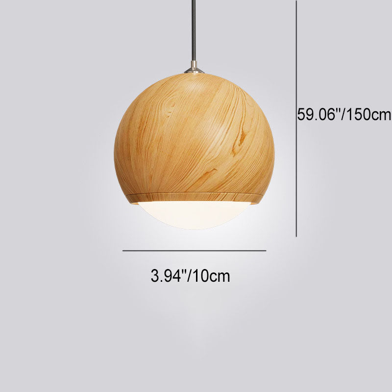Traditional Japanese Iron Round Oval Iron 1-Light Pendant Light For Living Room & Bedroom
