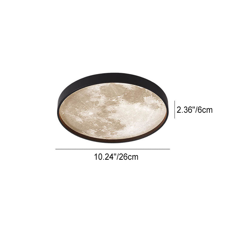 Modern Minimalist Moon Round Iron Acrylic LED Flush Mount Ceiling Light for Living Room