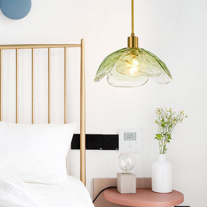 Modern Minimalist Flower-shaped Petal Iron Glass 1-Light Pendant Light For Living Room