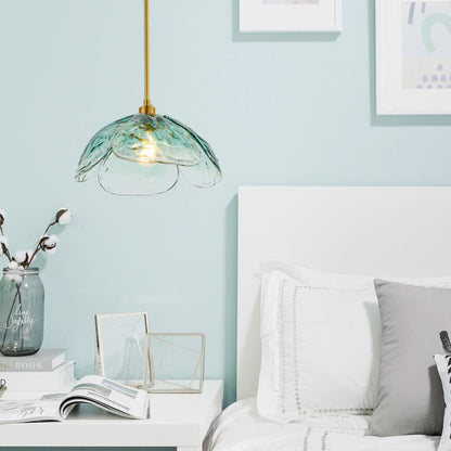 Modern Minimalist Flower-shaped Petal Iron Glass 1-Light Pendant Light For Living Room