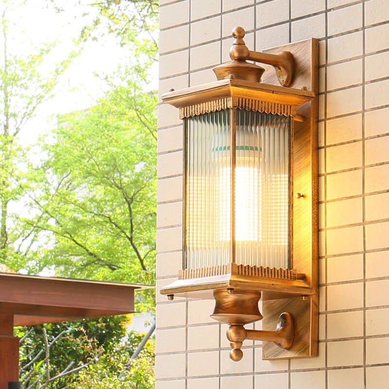 Retro Rectangular 1-Light Outdoor Waterproof Wall Sconce Lamp