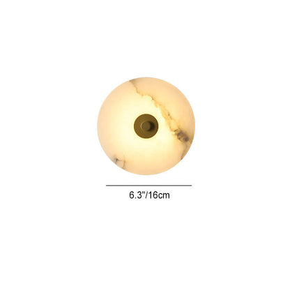 Contemporary Luxury Round Marble Iron LED Wall Sconce Lamp For Living Room & Bedroom