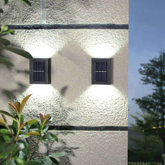 Solar Square Up and Down Lighted LED Outdoor Waterproof Garden Wall Sconce Lamp