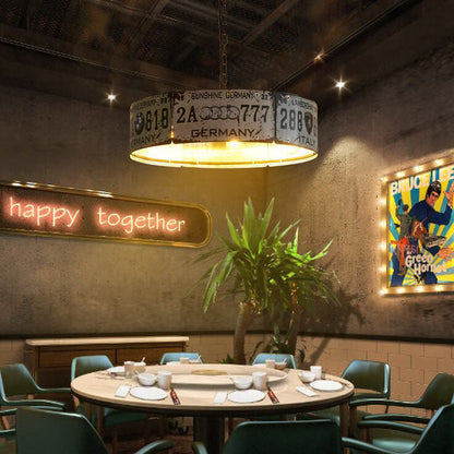 Contemporary Industrial Creative Square Rectangular License Plate Metal 3/5 Light Chandelier for Living Room