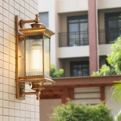 Retro Rectangular 1-Light Outdoor Waterproof Wall Sconce Lamp