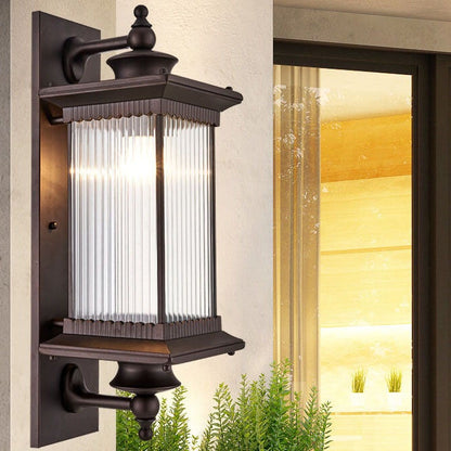 Retro Rectangular 1-Light Outdoor Waterproof Wall Sconce Lamp