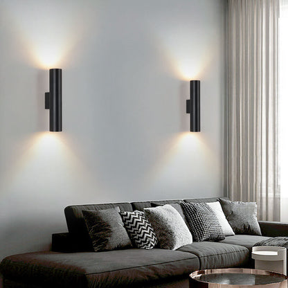 Modern Minimalist Round Aluminum Cylindrical 2-Light Wall Sconce Lamp For Bedroom