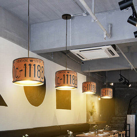 Contemporary Industrial Creative Square Rectangular License Plate Metal 3/5 Light Chandelier for Living Room