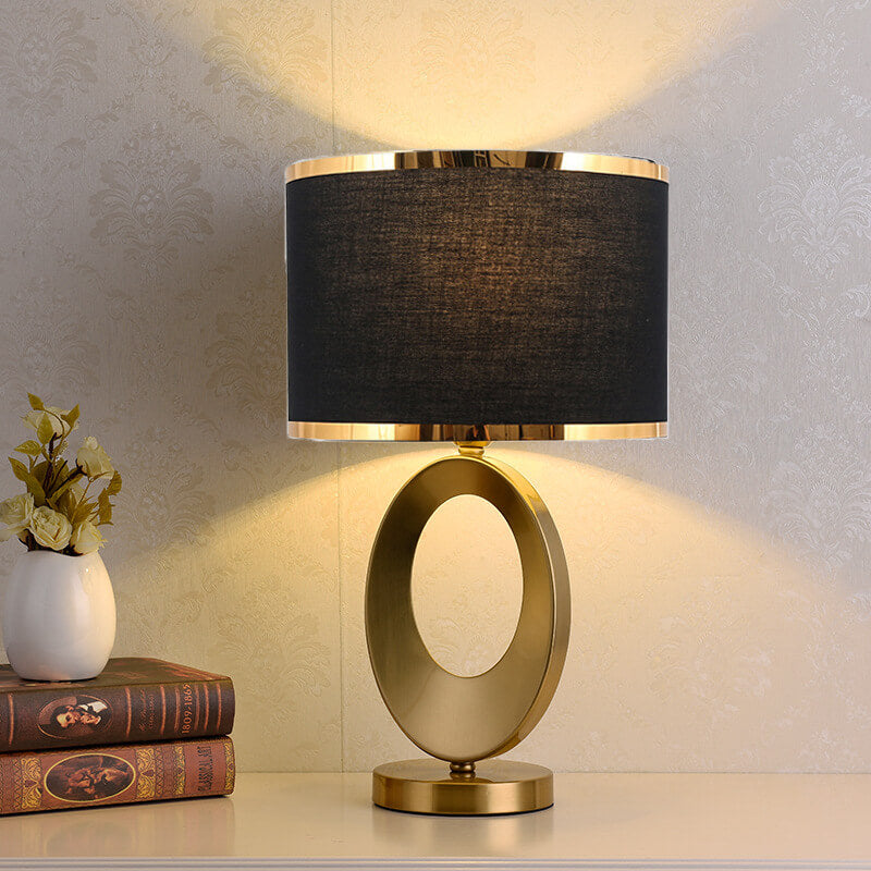 Modern Luxury Fabric Ring Base 1-Light Table Lamp
