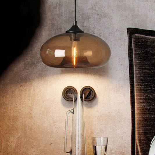 Creative Colored Glass Oval 1-Light Pendant Light