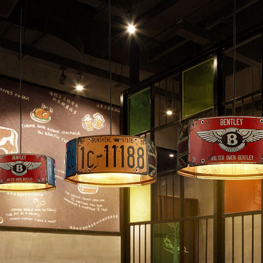 Contemporary Industrial Creative Square Rectangular License Plate Metal 3/5 Light Chandelier for Living Room