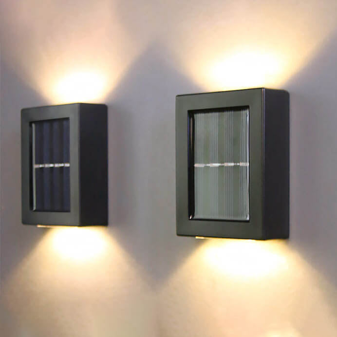 Solar Square Up and Down Lighted LED Outdoor Waterproof Garden Wall Sconce Lamp
